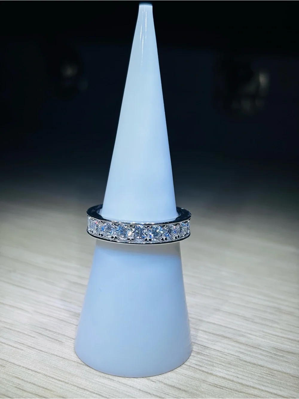 Solid 925 Sterling Silver VVS Moissanite Eternity Band - Picture 3 of 11